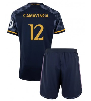 Real Madrid Eduardo Camavinga #12 Replika Babytøj Udebanesæt Børn 2023-24 Kortærmet (+ Korte bukser)